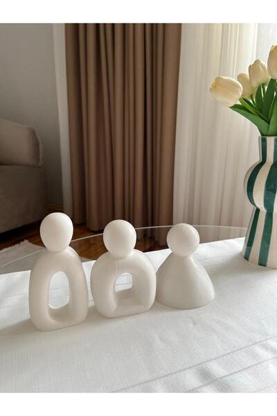 CASA LİNDA HOME Dekoratif 3'lü Aile Figürü, Dekoratif Obje