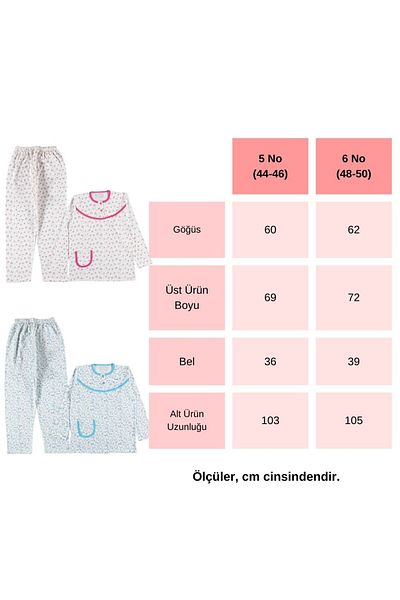 Gülfirik Tasarım Cotton Combed Floral Piping Women's Summer Knitted Mother Pajamas Set Large Size