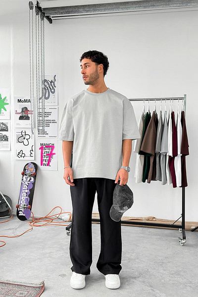 HAFKAGİYİM Γκρι Cozy Basic Soft Oversize T-Shirt