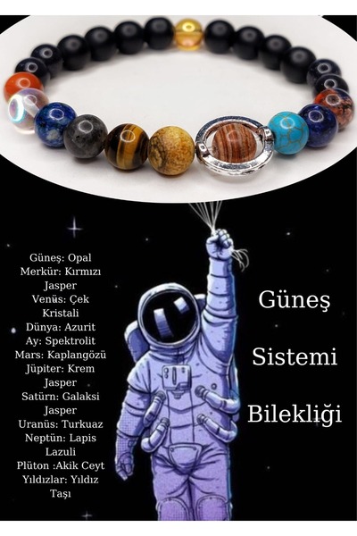 Güneş Sistemi Gezegenler Samanyolu SiriusDoğaltaş Unisex Bileklik