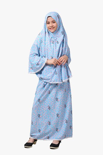 DAKKA KADİMA Child Prayer Dress 100% Cotton Sleeveless Two Piece Blue