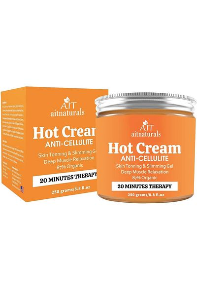 Naturals كريم آيت ناتشرالز الساخن لمكافحة السيلوليت وتقوية البشرة وتنحيف الجسم واسترخاء العضلات العميق، 250 جرام