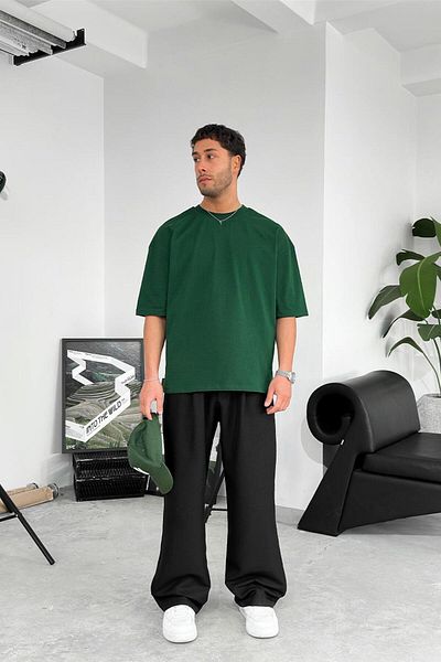 HAFKAGİYİM Πράσινο Cozy Basic Soft Oversize T-Shirt