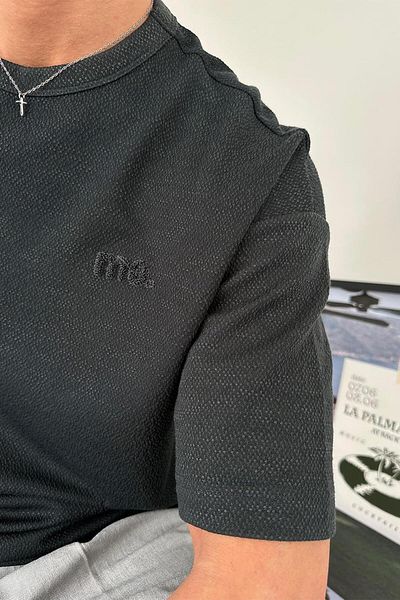 HAFKAGİYİM Tricou relaxat cu broderie Petrol Textured Me