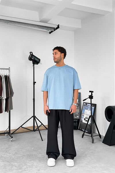 HAFKAGİYİM Baby Blue Cozy Basic Soft Oversize T-Shirt