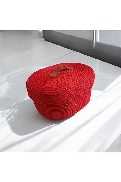 AYŞE SERHOŞOĞLU HOME DESİGN Wicker Basket, Decorative Basket with Lid, Multi-Purpose Box, Oval Potato Onion Basket