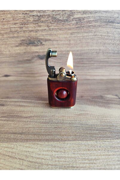 HK GİFT SHOP Spunk Benzin Çakmak Rüzgar Geçirmez Gül Ağacı Retro Ahşap Kişili...
