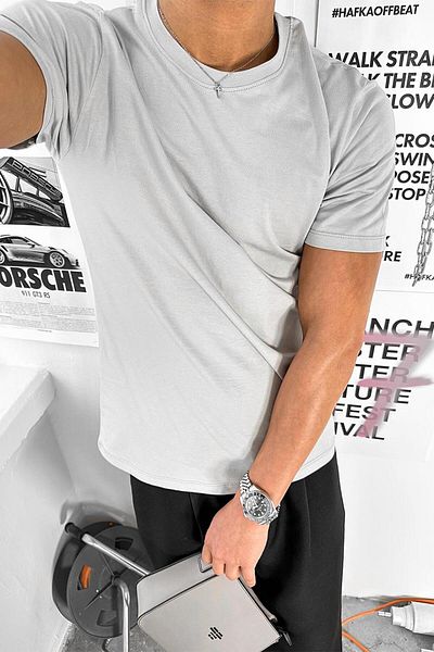 HAFKAGİYİM Μπλουζάκι Grey Basic Premium Regular Fit