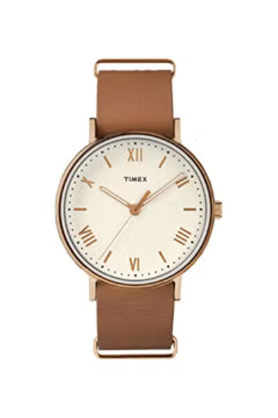 Timex Men's Quartz Watch, Analog Display and Leather Strap TW2R28800