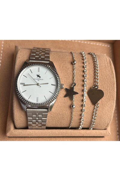 Bika Time Kadın Kol Saati Bileklik Hediyeli Gümüş Renk Kadın Kol Saati Kız Ar...