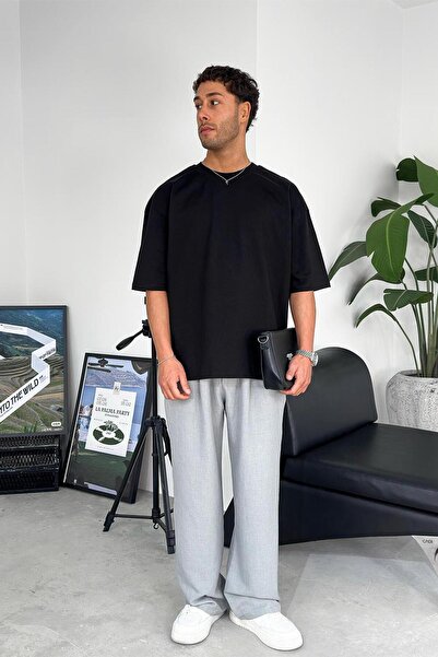 HAFKAGİYİM Μαύρο Cozy Basic Soft Oversize T-Shirt