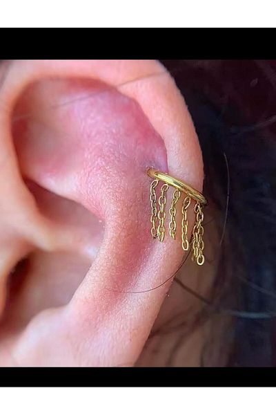Arescollection G23 Titanium - قطعة واحدة من ثقب الحلقة المفصلي المتوافق مع Helix Lobe Conch