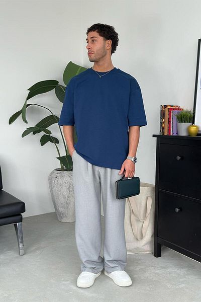 HAFKAGİYİM Μπλουζάκι Indigo Cozy Basic Soft Oversize