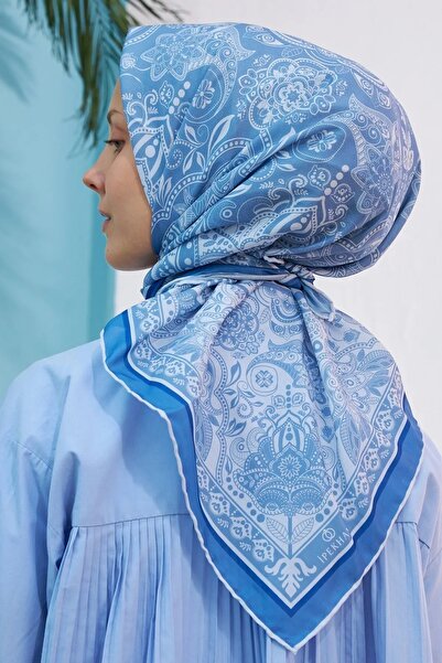 awix İpekhan Top Trend Fenomen Μαλακό Φουλάρι Βισκόζης Μοντέλα Henna Blue)