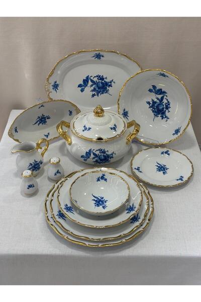 JEREMY Blue Flowers 72 Parça 12 Kişilik Yemek Takımı
