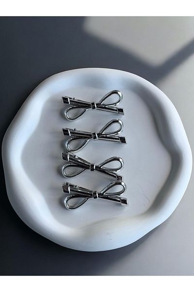 MUTENA Gray Metallic Bow Collet Buckle - Set of 4