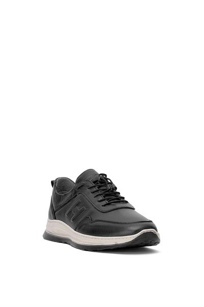 Ayakkabı Fuarı Elit SLVSK02C - Ανδρικά μαύρα παπούτσια casual από γνήσιο δέρμα