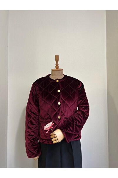 Ahel Tasarım Bordo Kadife Mont