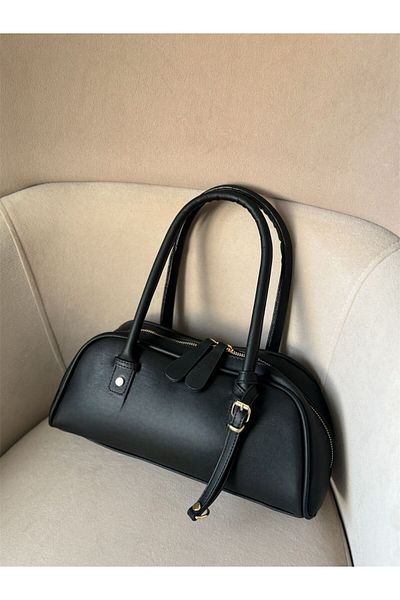 Moda Sekiz Geantă de umăr bagheta cu fermoar din piele artificială