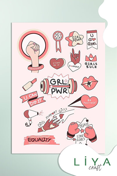 LiyaCraft Roza tematska nalepnica Slatka djevojka Power Set Pogodna za planer...