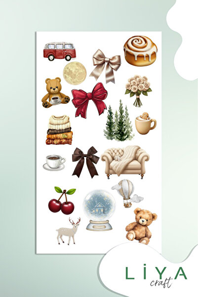 LiyaCraft Kar Eskitme Temalı Sticker Set Vintage Sticker Ajanda Bullet Journa...