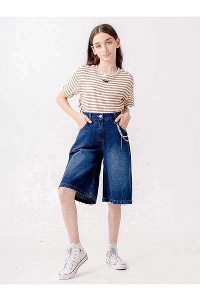 GİYİCEM TEKSTİL Pantaloni scurți clasici din denim pentru fete 2869