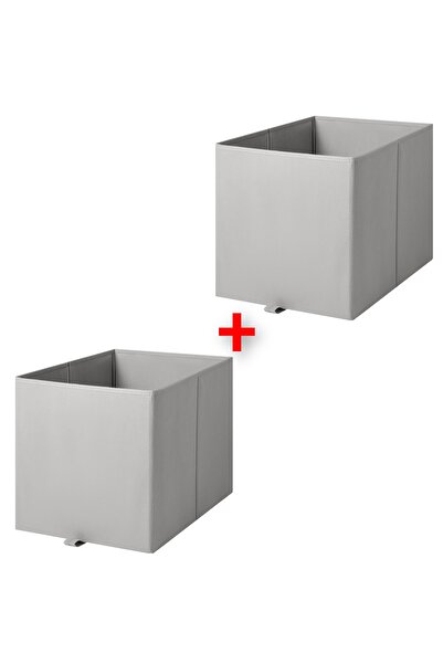 IKEA مجموعة من 2 صندوق تنظيم متعدد الأغراض 33x38x33 سم ايكيا 2 قطعة صندوق تخزين صندوق بوليستر رمادي فاتح