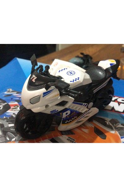 Asya Oyuncak Toy Friction Police Motorcycle 15 cm White Model Motorcycle