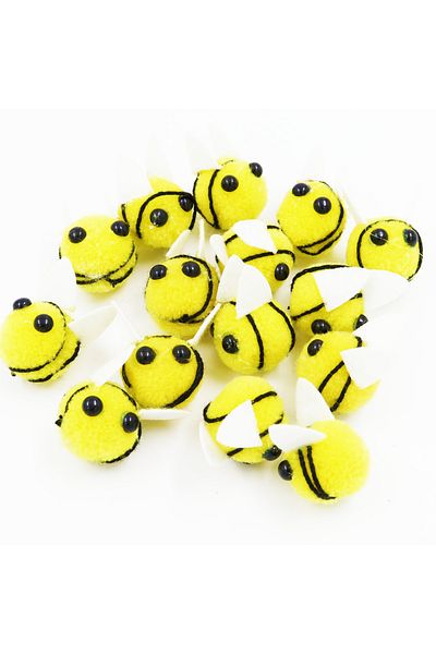 enyareshome Pompom Bees 15 Pcs, 2 cm - 20mm