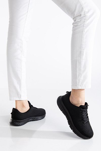 Dilimler Ayakkabı Men's Casual Sneakers Black Tied Textile Faylon Sole