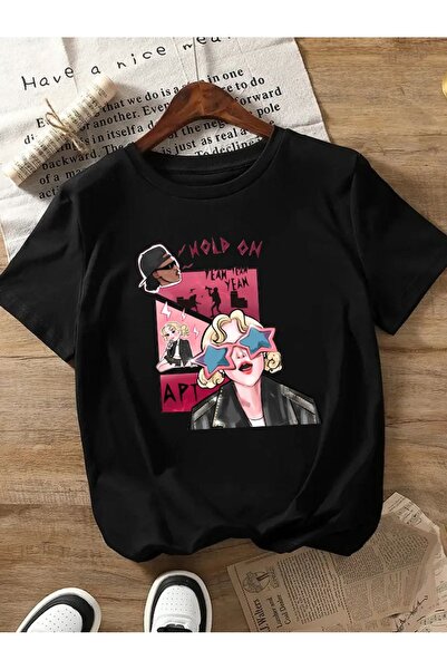 MECH BUTİK Tricou cu tricou alb-negru cu imprimeu Blackpink Rose Apt