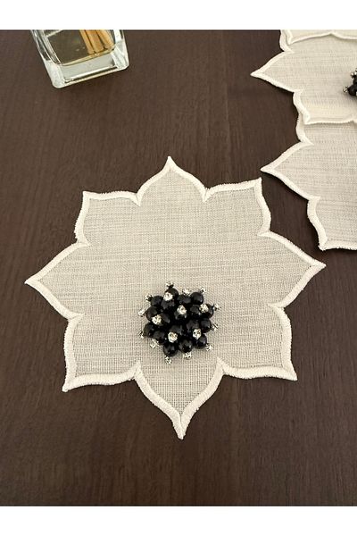 NURHAN HOME COLLECTION 6 Star Model Pearled Coffee Side Cocktail Presentation Napkins