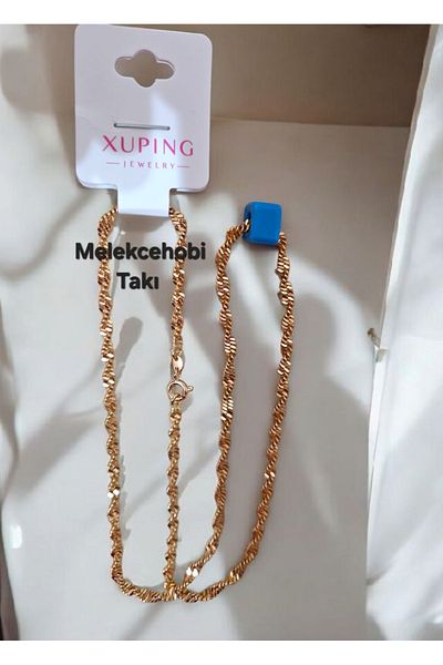 XUPING JEWELRY Melekcehobi Jewelry Xuping Blue Beaded Twirl Chain Necklace