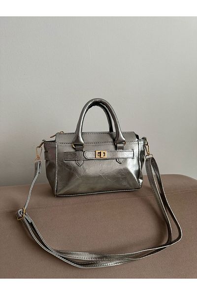 Moda Sekiz Geantă de umăr bagheta din piele argintie argintie pentru femei