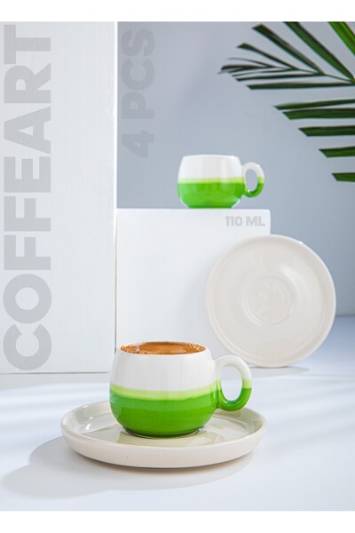 miras home Coffeart Handmade Chubby Coffee Set for 2 People, 2 Espresso, Turkish Coffee Cup (96-806-K-2)