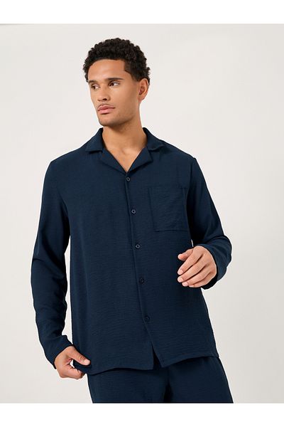 Styli Crinkled Cotton Long Sleeve Shirt and Pyjama Set