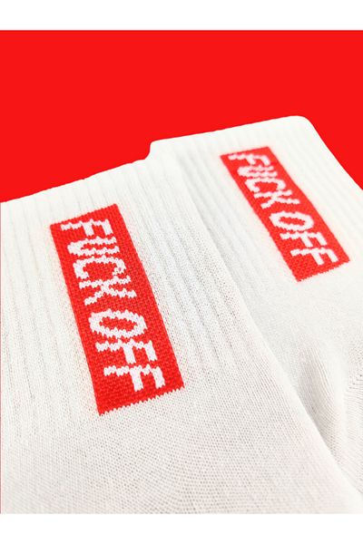 Shuttle Park Special Series Unisex Socks Stylish Comfortable Style Patterned Fck Off Written White College Socks