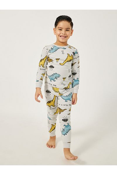 Styli All-Over Print Round Neck T-Shirt and Pyjama Set