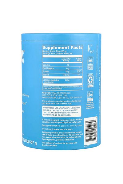 Vital Proteins , Collagen Peptides, Unflavored, 10 Oz (567 G)