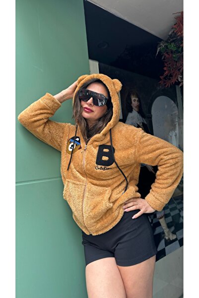 Butik Kapüşonlu peluş sweatshirt