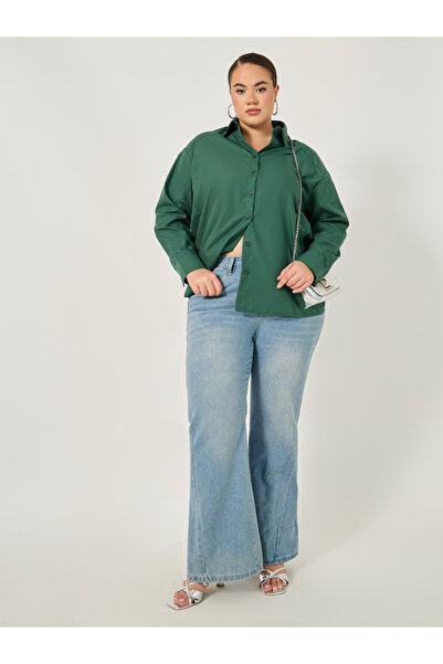 Styli Plus Size Solid Oversized Collared Shirt