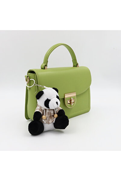 enyareshome Giysili Peluş Panda 3 Boyutlu Anahtarlık, Çanta Charmı 12 cm