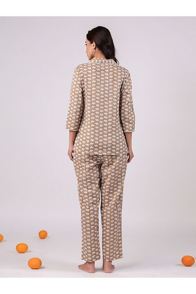 Sanskrutihomes By Styli All Over Print Cotton Shirt and Pyjama Set