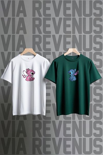 Vordevia Tricou combinat pentru cupluri de motociclisti, cu croiala larga, cu decolteu rotund
