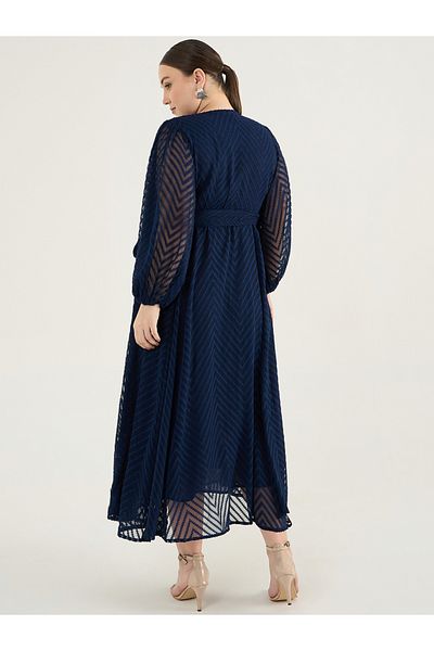 Femmella By Styli Plus Size Textured Chevron Dobby Wrap Maxi Dress