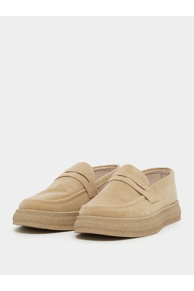 Styli Platform Sole Faux Suede Slip On Loafers