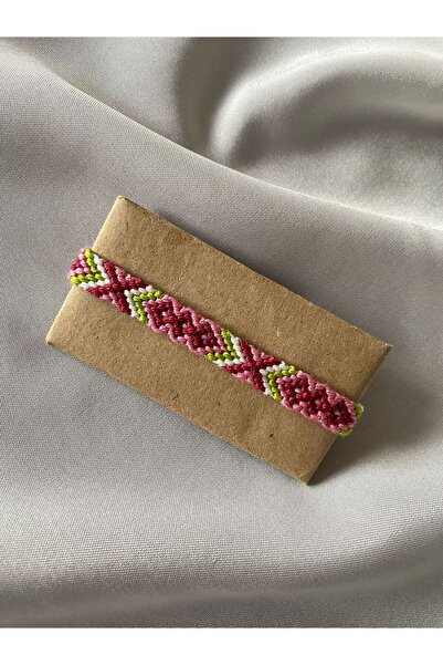 MELUSH Dört Renkli Pembe ve Yeşil Bileklik Örgü El İşi Bileklik