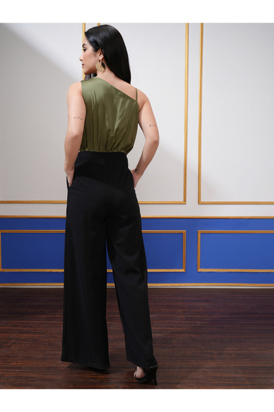 Tokyo Talkies By Styli Color Block One Shoulder Neck Jumpsuit