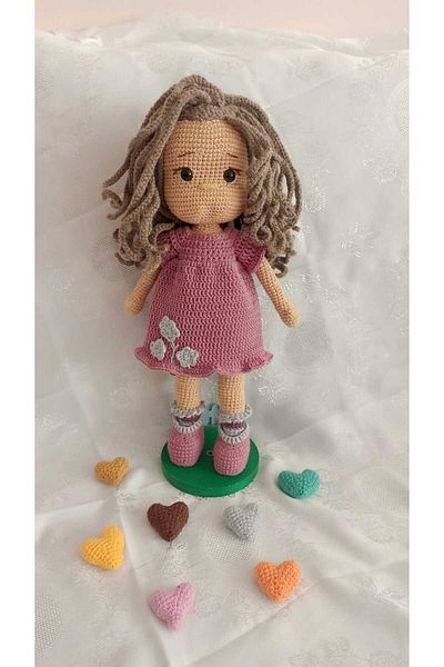 PopŞeker 40 cm Amigurumi Doll with Removable Dress – Knitted with Love!