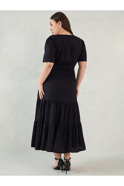 Femmella By Styli Plus Size Textured Dobby Tiered Maxi Dress